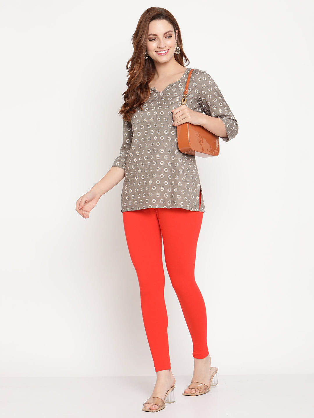 Dark Orange Ankle Length Legging
