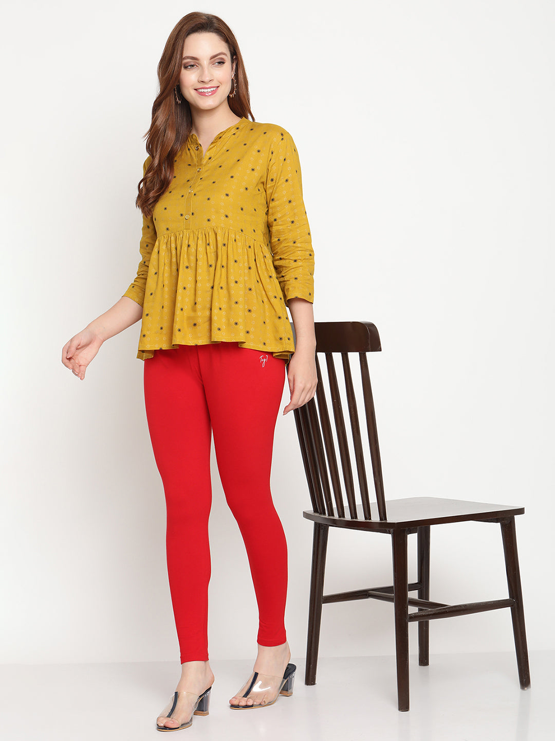 Red Ankle Length Legging