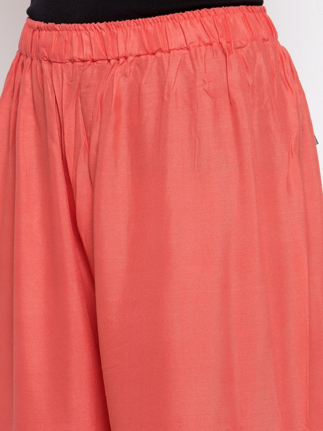 Peach Pink Solid Rayon Palazzo