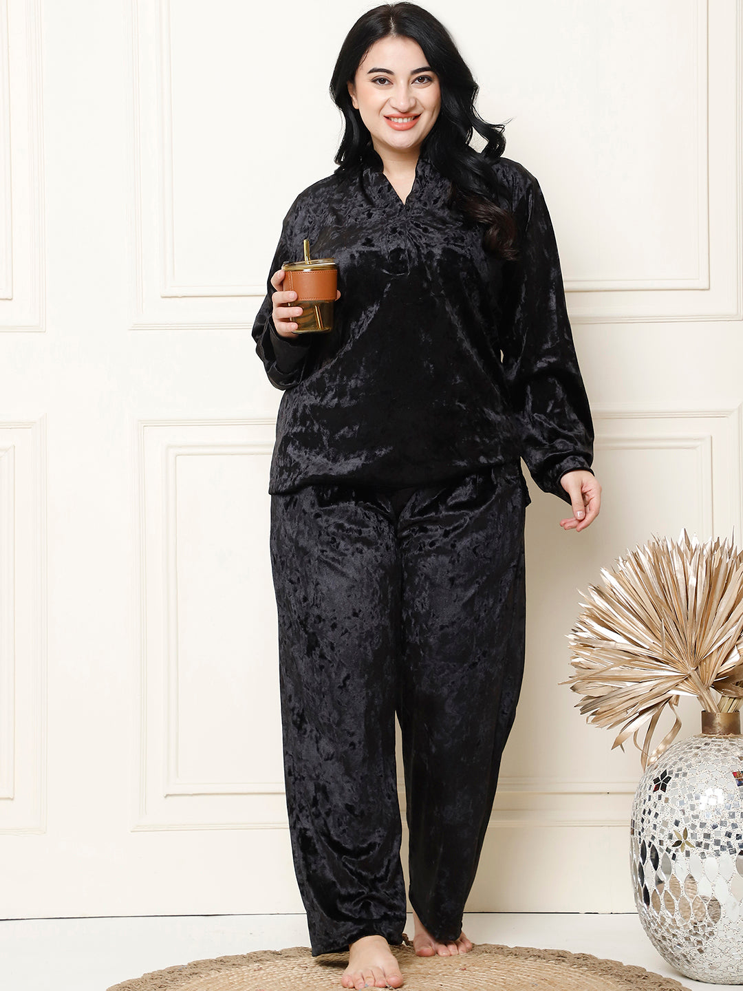 Metallic Black Ice Velvet Lounge Set