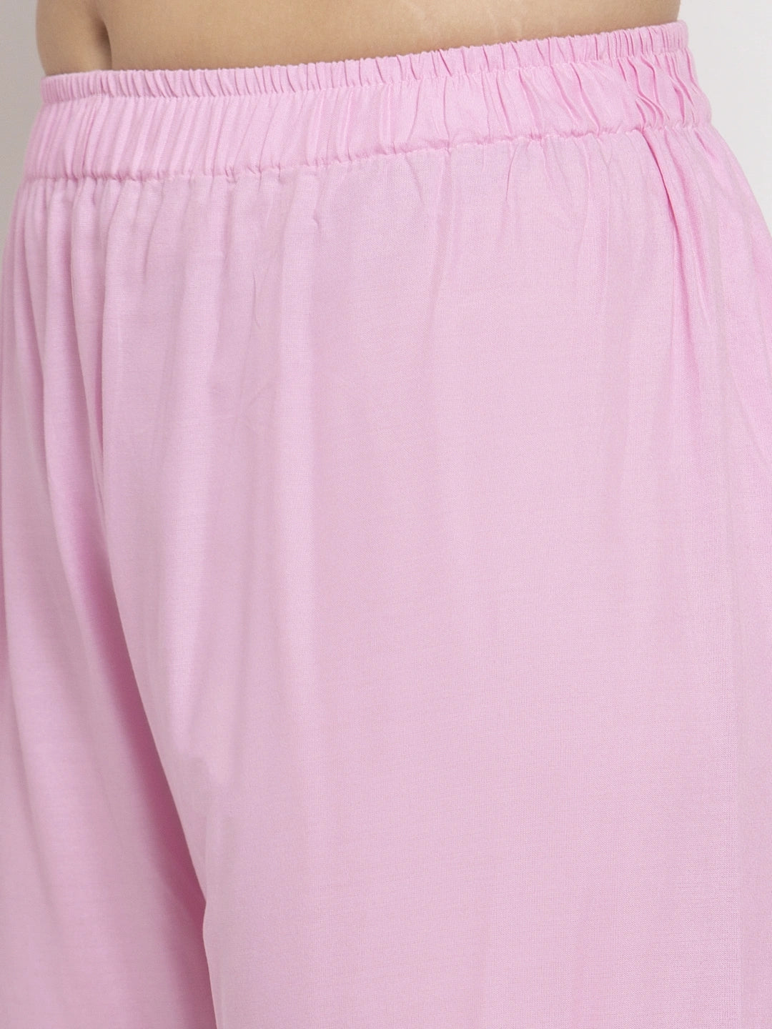 Baby Pink Solid Rayon Palazzo