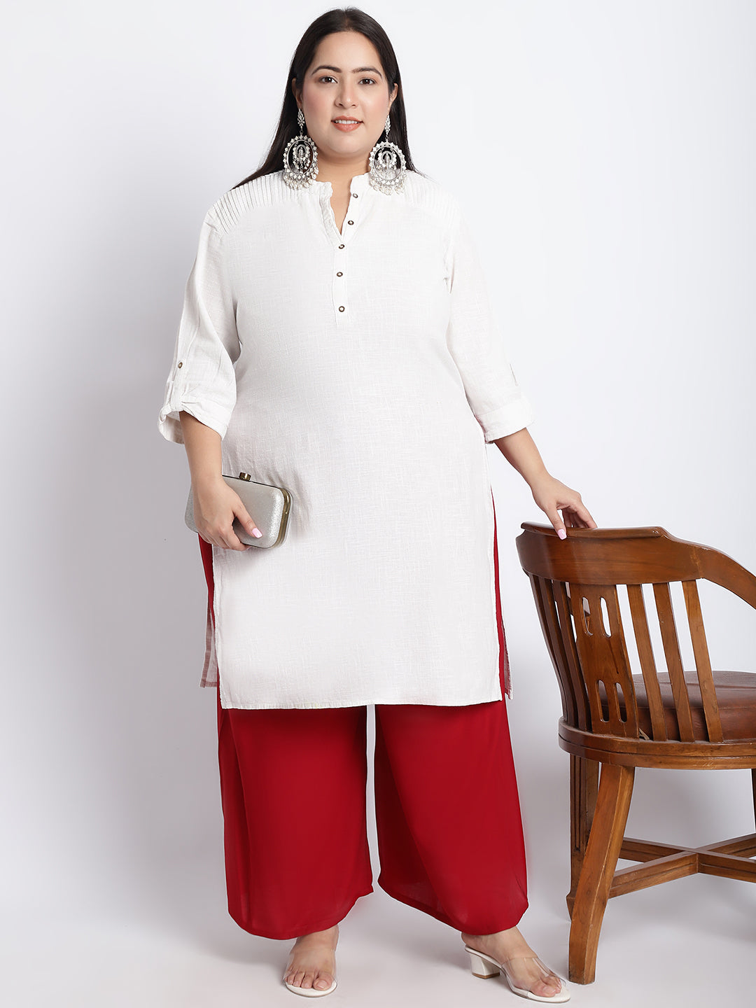 Maroon Rayon Plus Palazzo