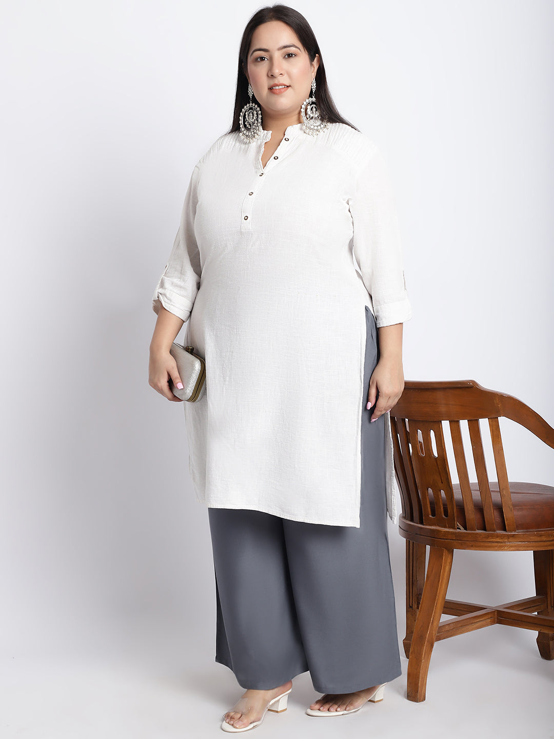 Dark Grey Rayon Plus Palazzo