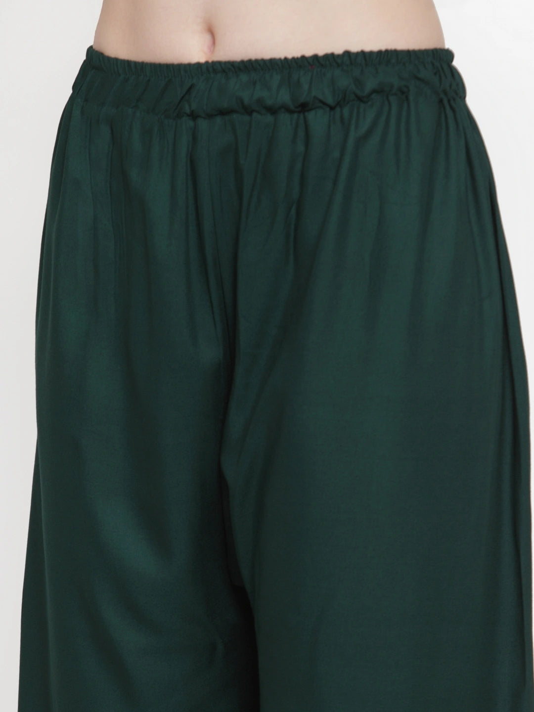 Dark Green Solid Rayon Palazzo