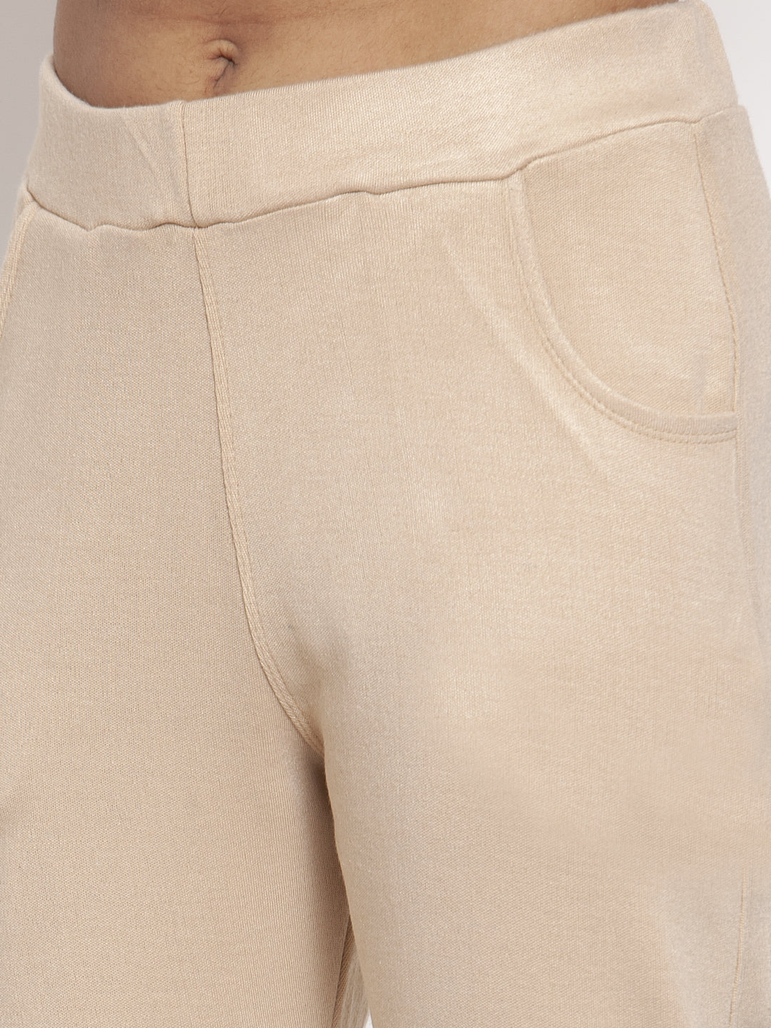 Light Beige Woolen Pocket Pant
