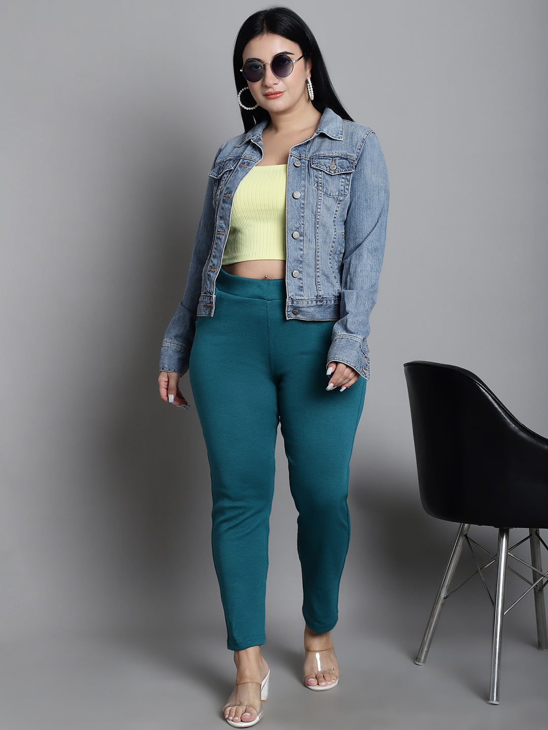 Turquoise Blue Woolen Plus Pocket Pant
