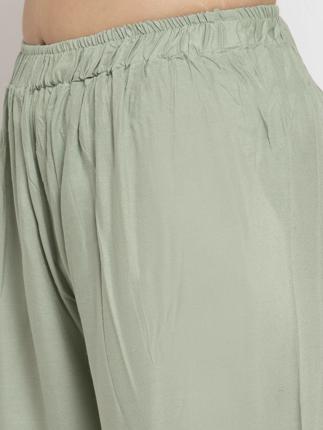 Pista Green Solid Rayon Palazzo