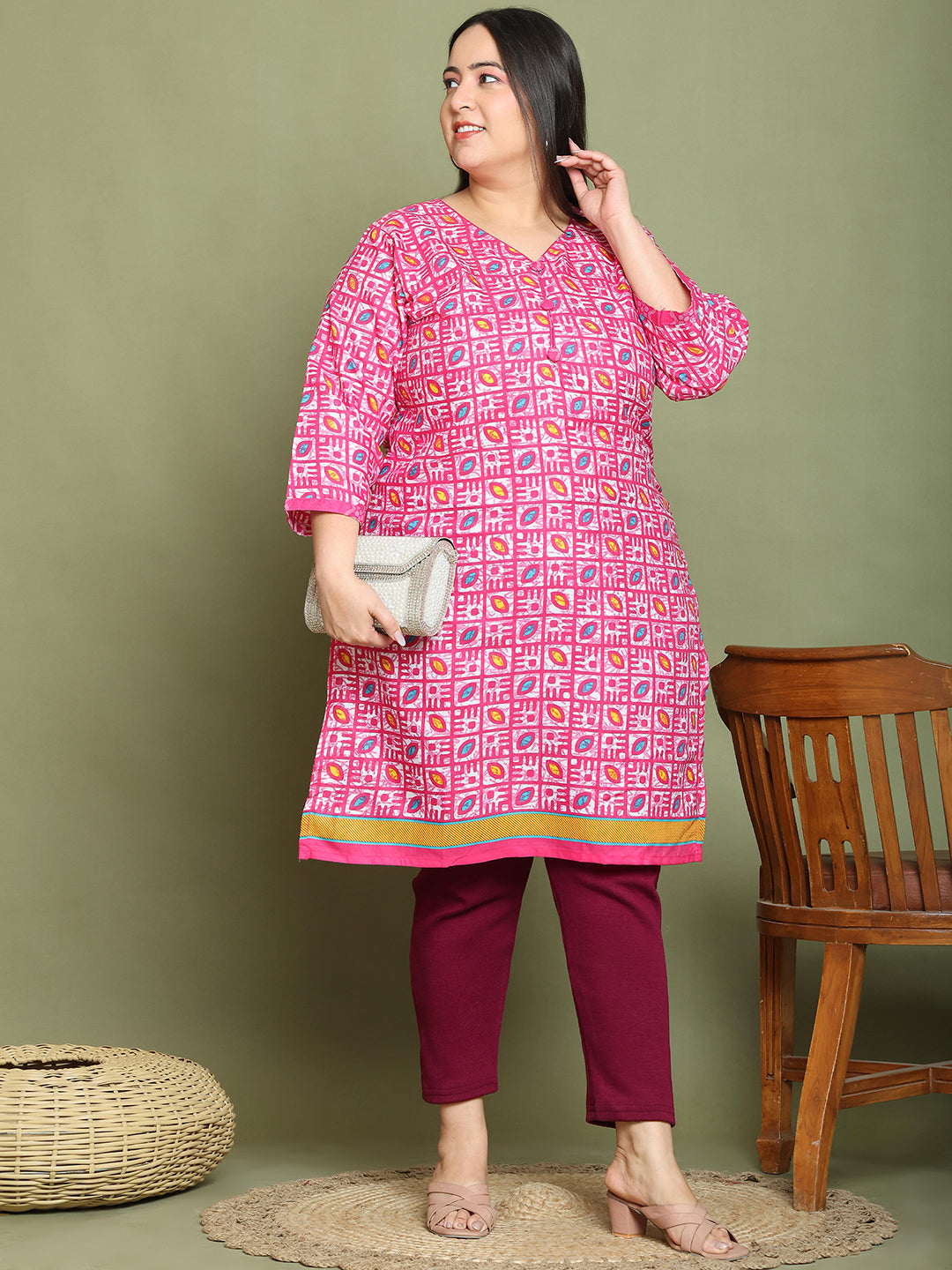 Wine Woolen Plus Pocket Pant