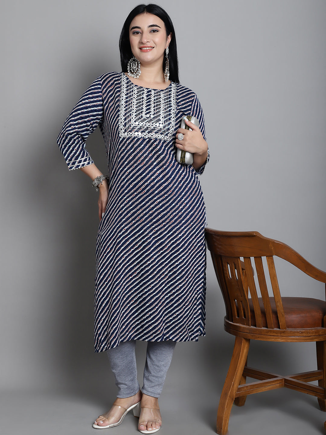 Light Grey Woolen Ankle-Length Plus Legging