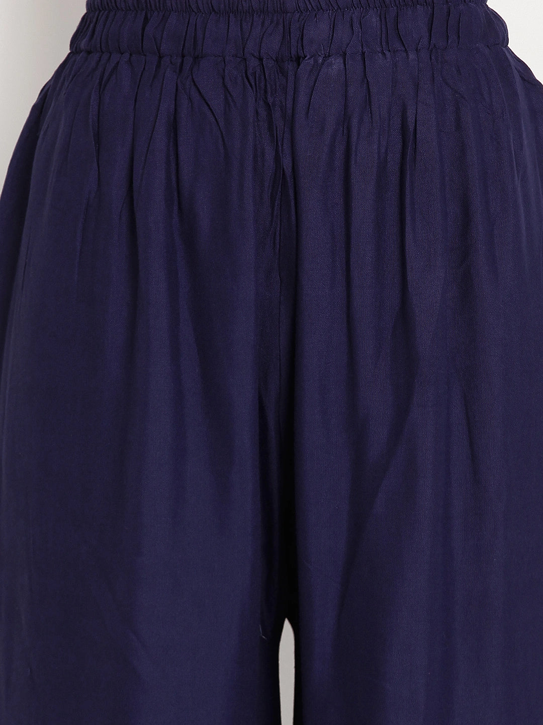 Navy Blue Solid Rayon Palazzo