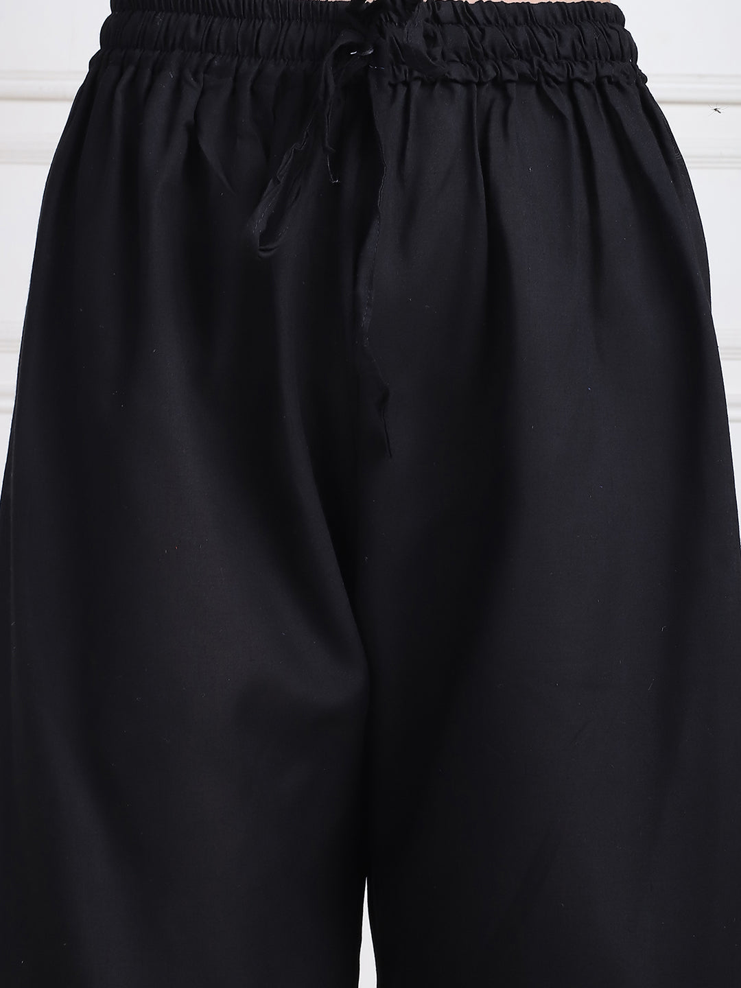 Black Cotton Schifflie Palazzo