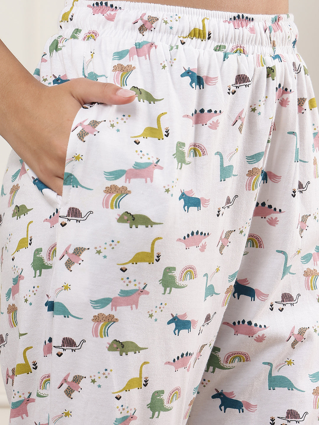 Multi dinosaur Printed Cotton Lounge Pant