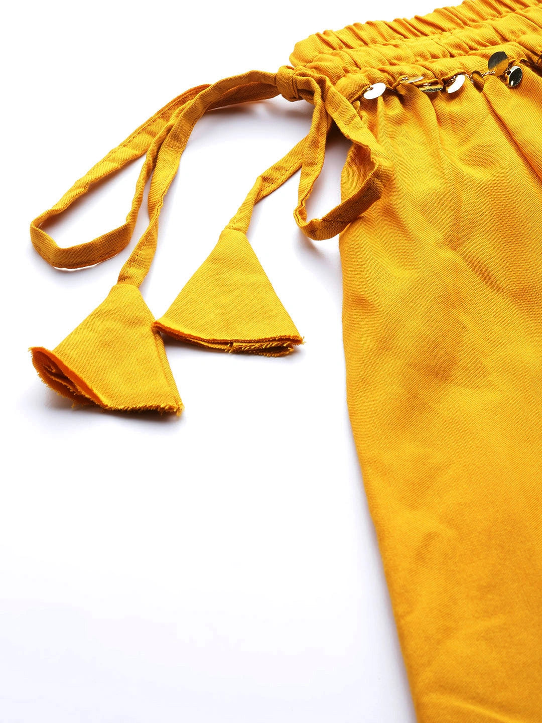 Mustard rayon double flared palazzo