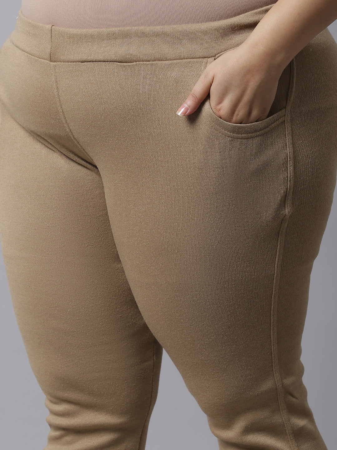 Light Beige Woolen Plus Pocket Pant