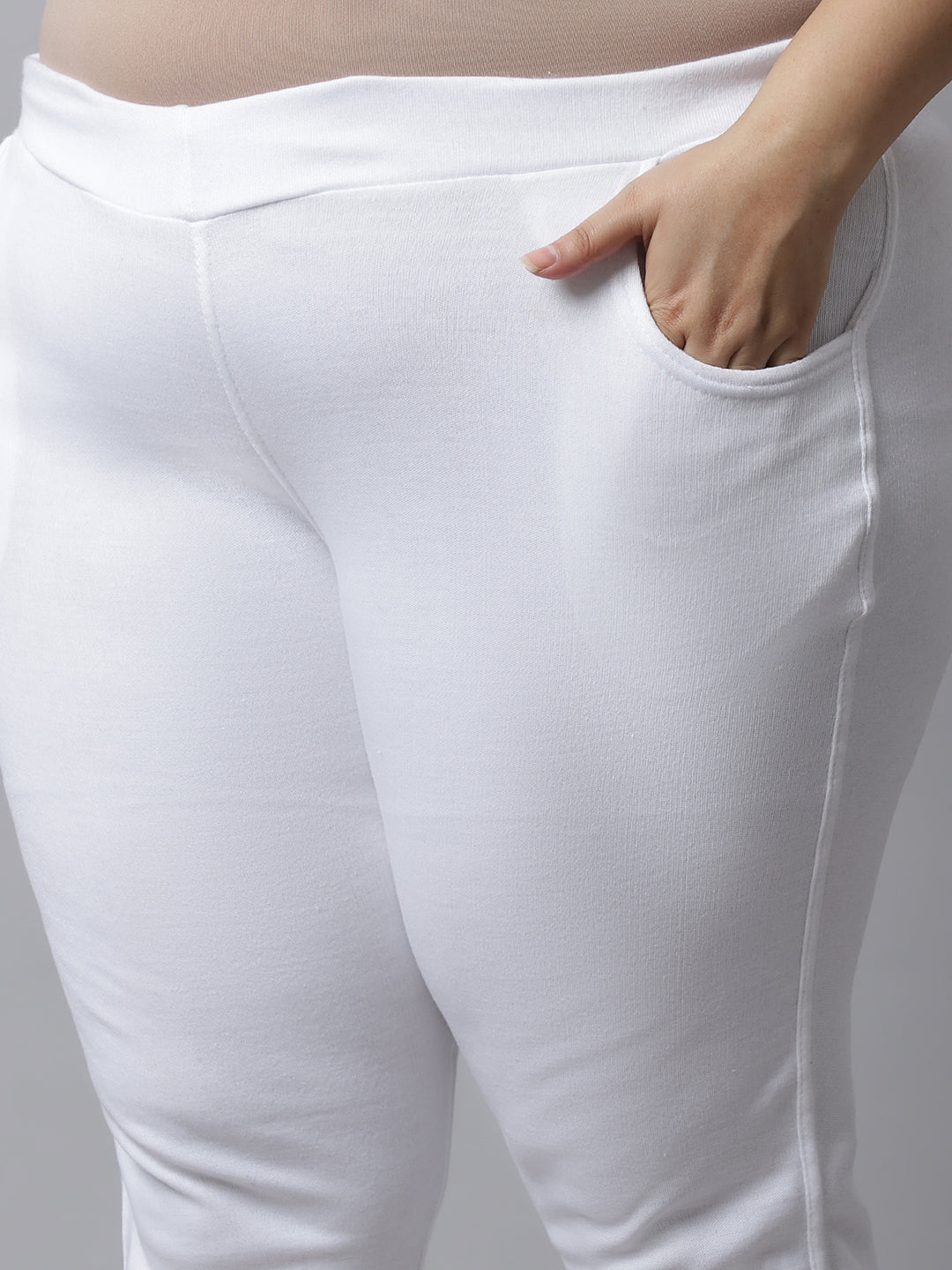 White Woolen Plus Pocket Pant