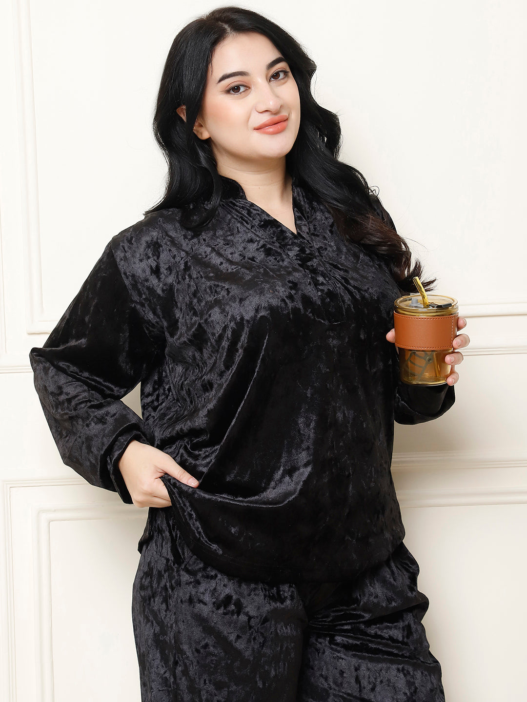 Metallic Black Ice Velvet Lounge Set