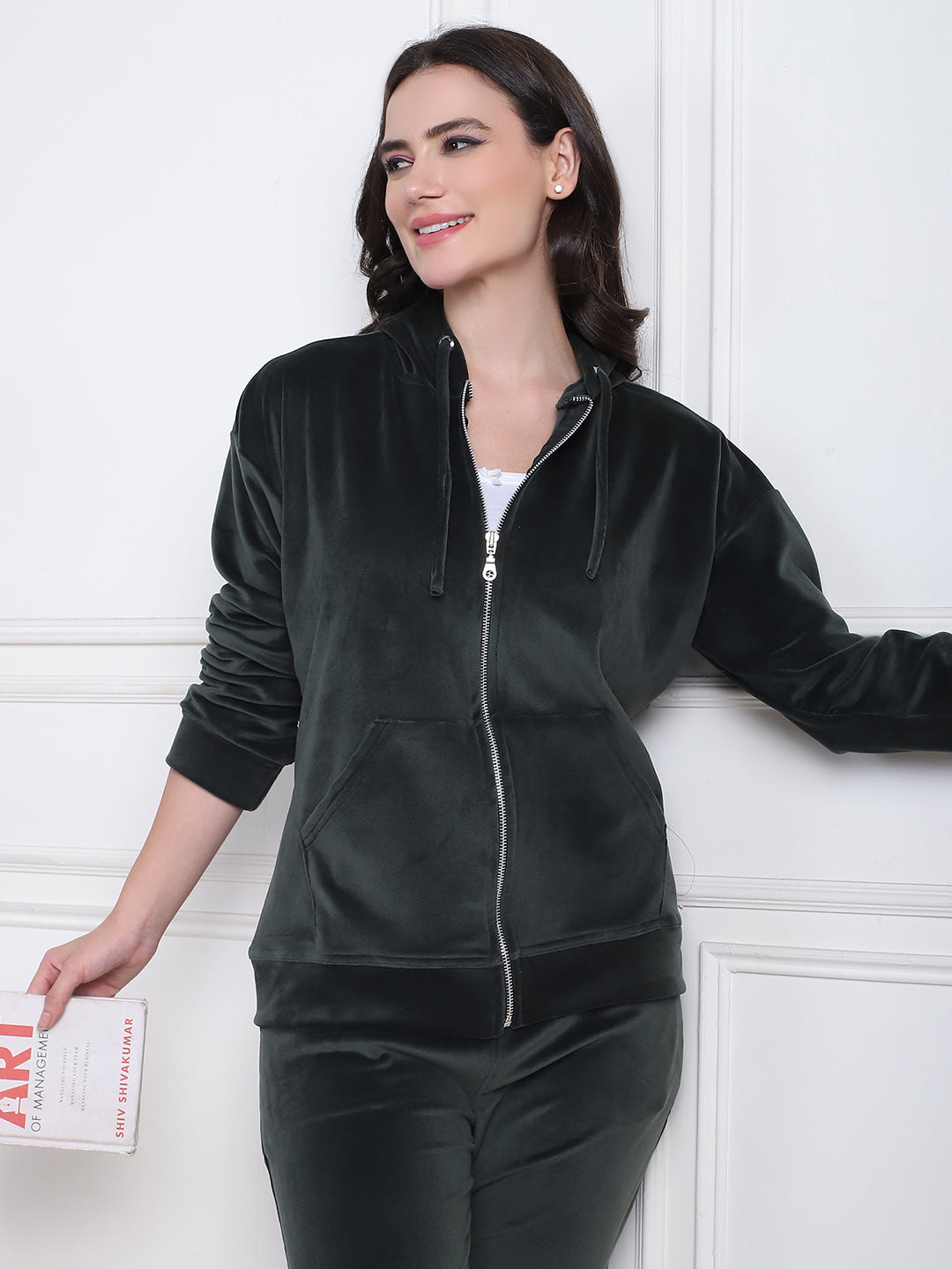 Olive Velvet Hoodie Lounge Set