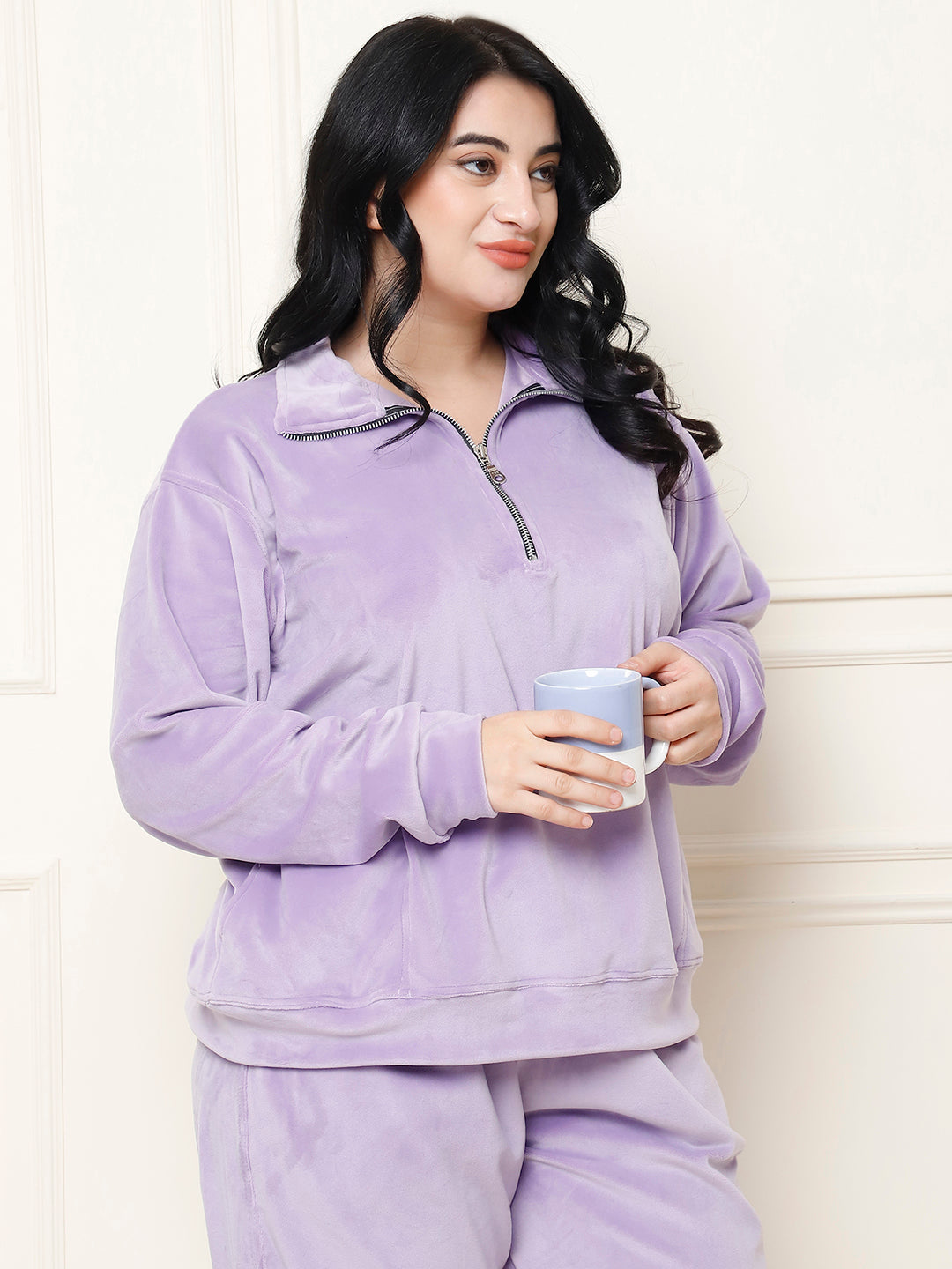 Lavender Velvet Zip Lounge Set
