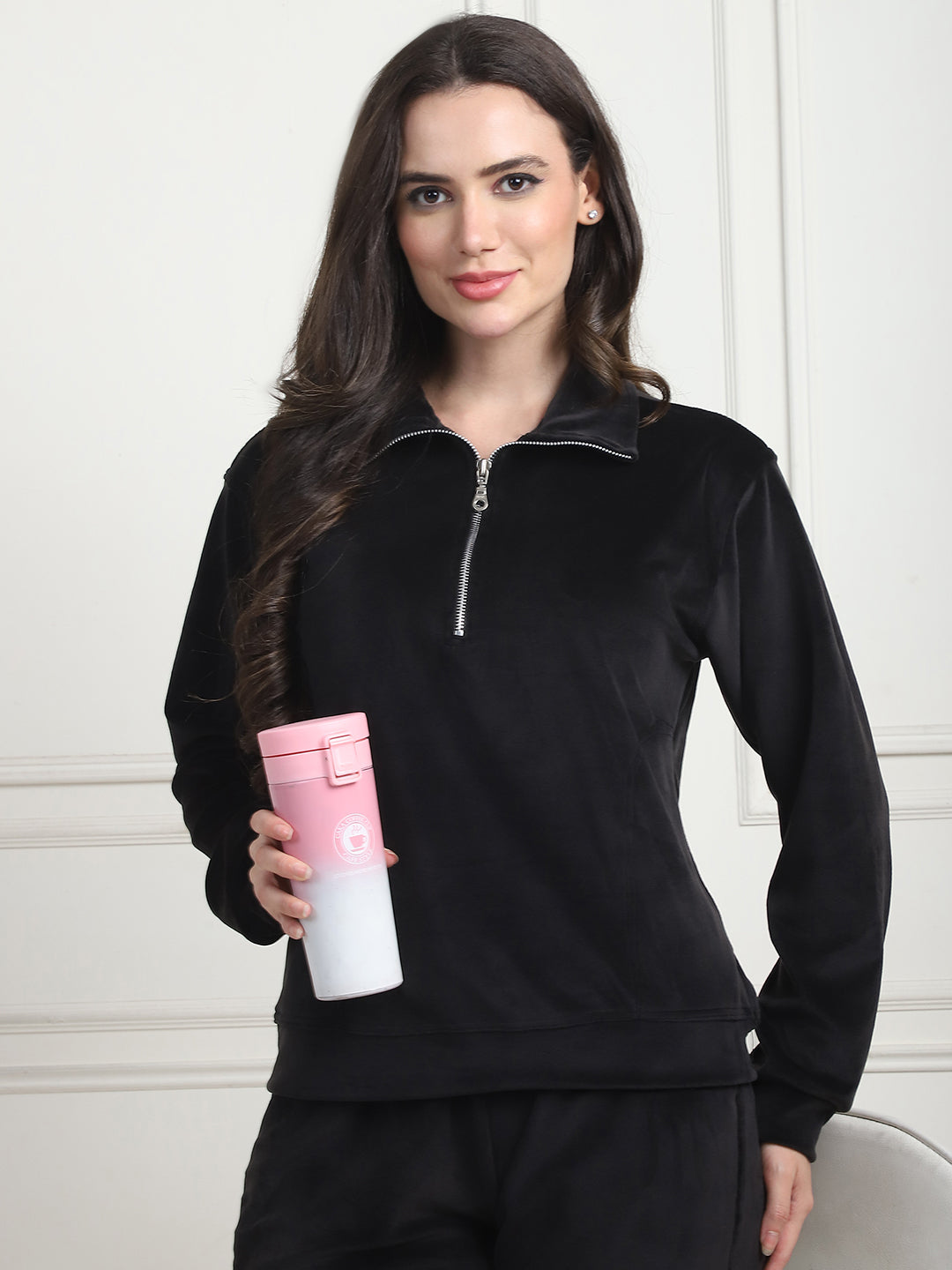 Black Velvet Zip Lounge Set