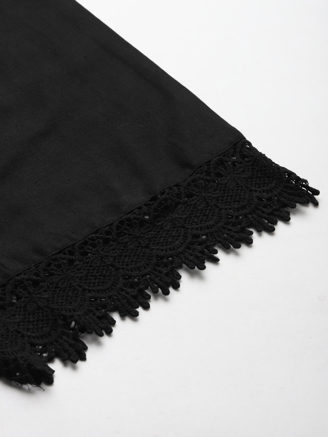 Black Crotchet Lace Cotton Flax Palazzo