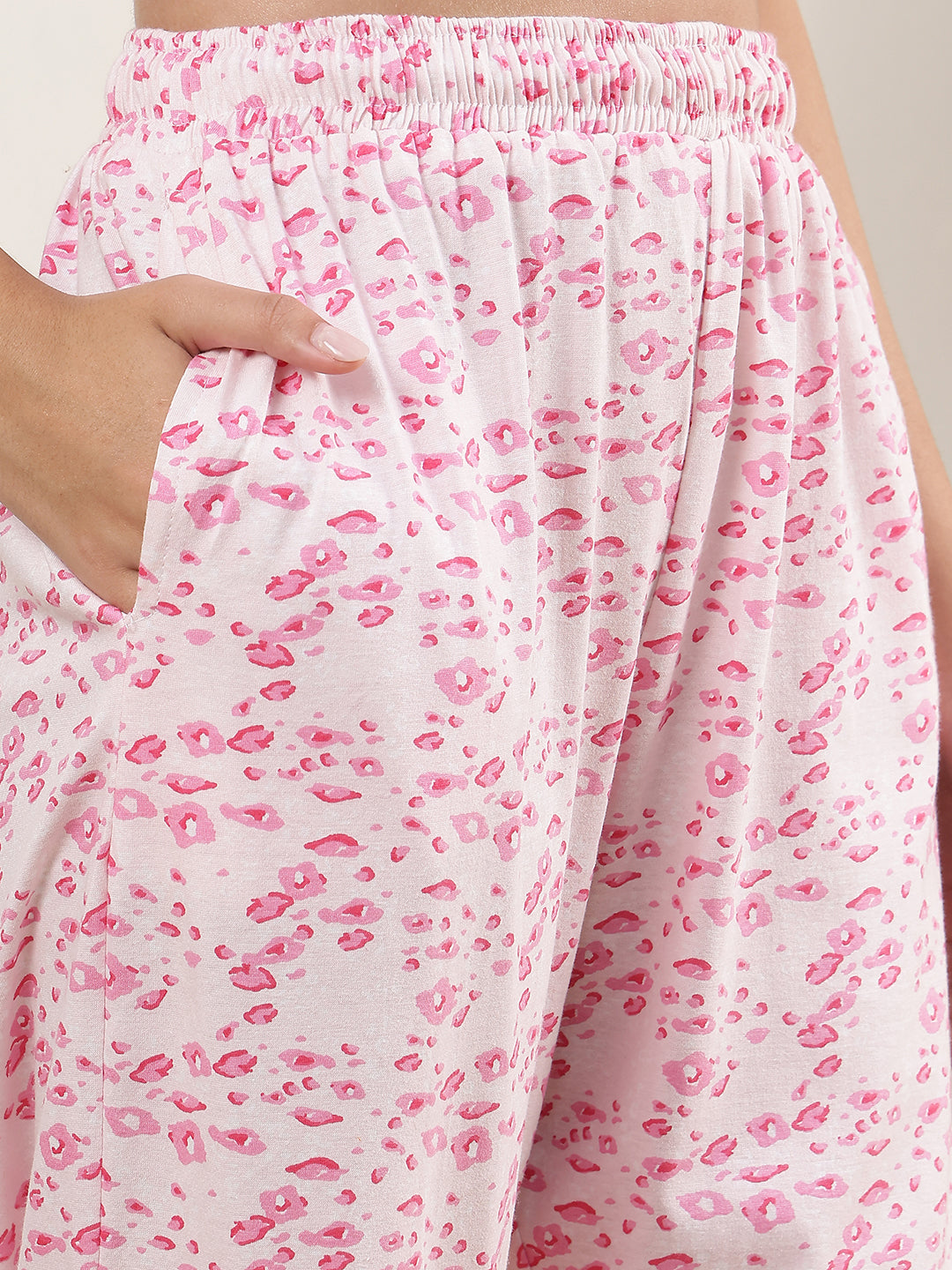 Pink Cheetah Printed Cotton Lounge Pant