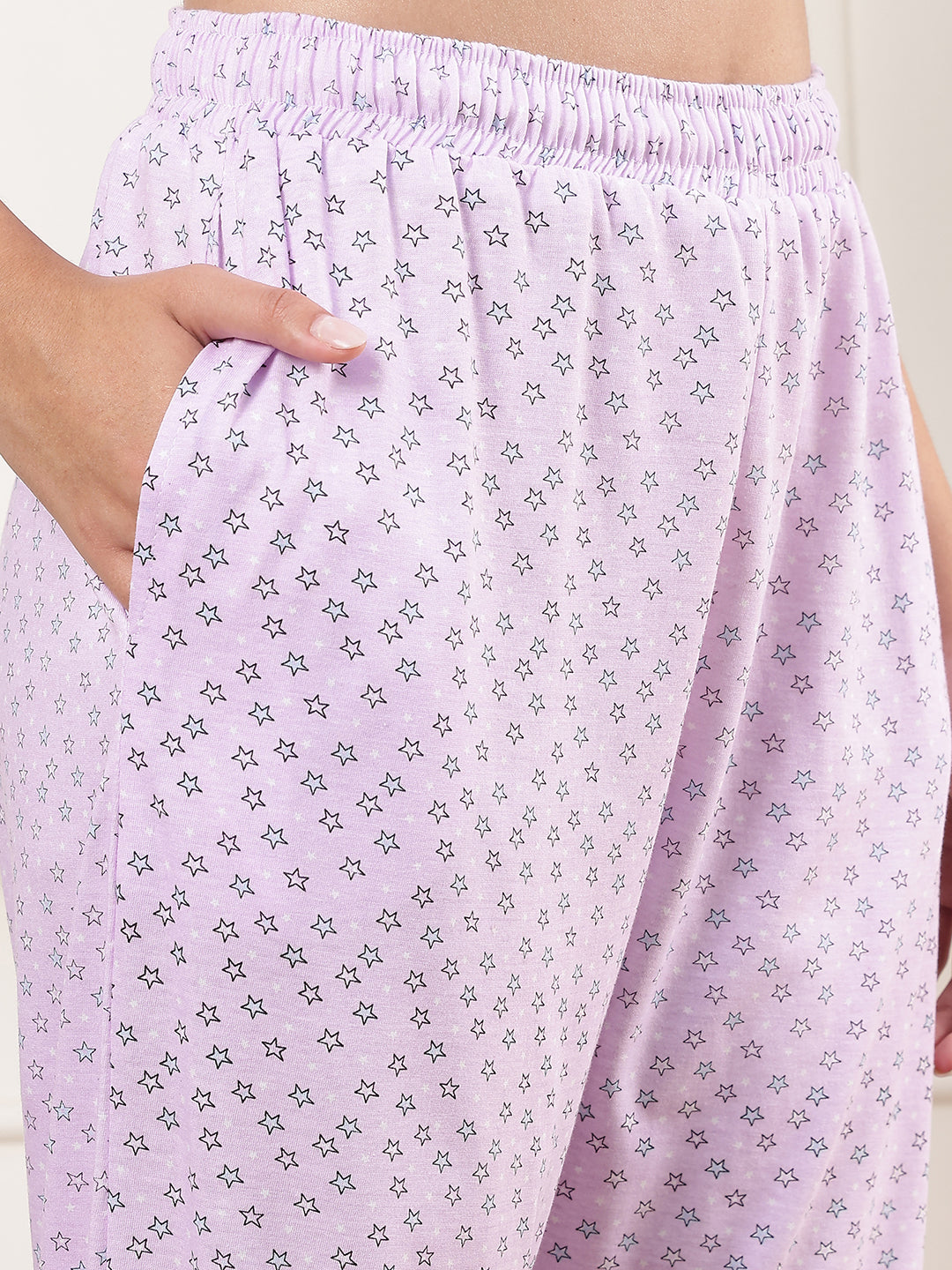 Star Lilac Printed Cotton Lounge Pant