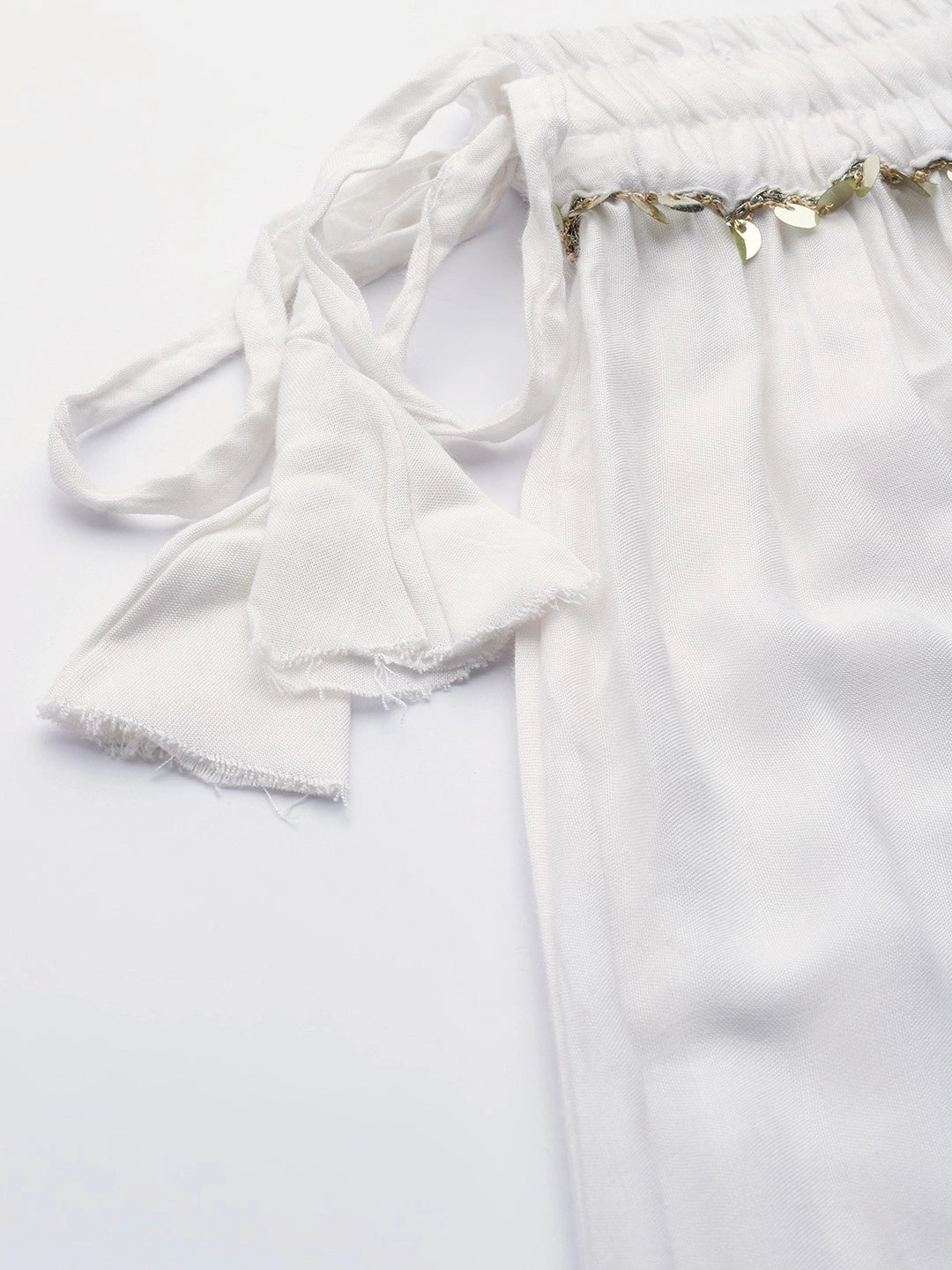 Off White rayon double flared palazzo