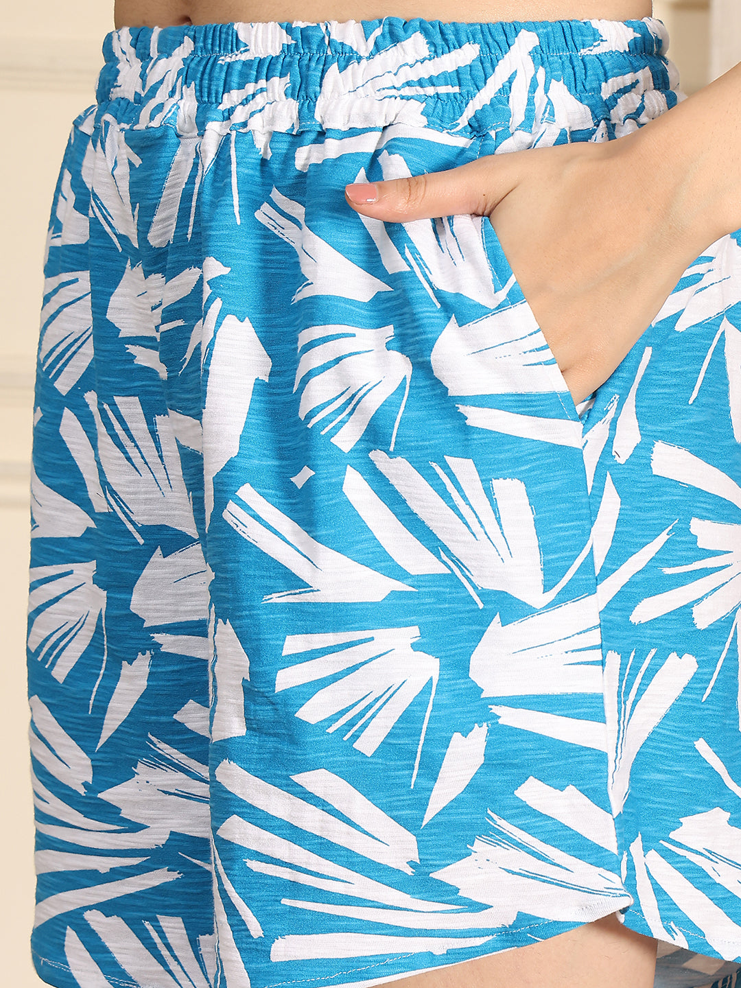 Blue Waves Knitted Lounge Shorts