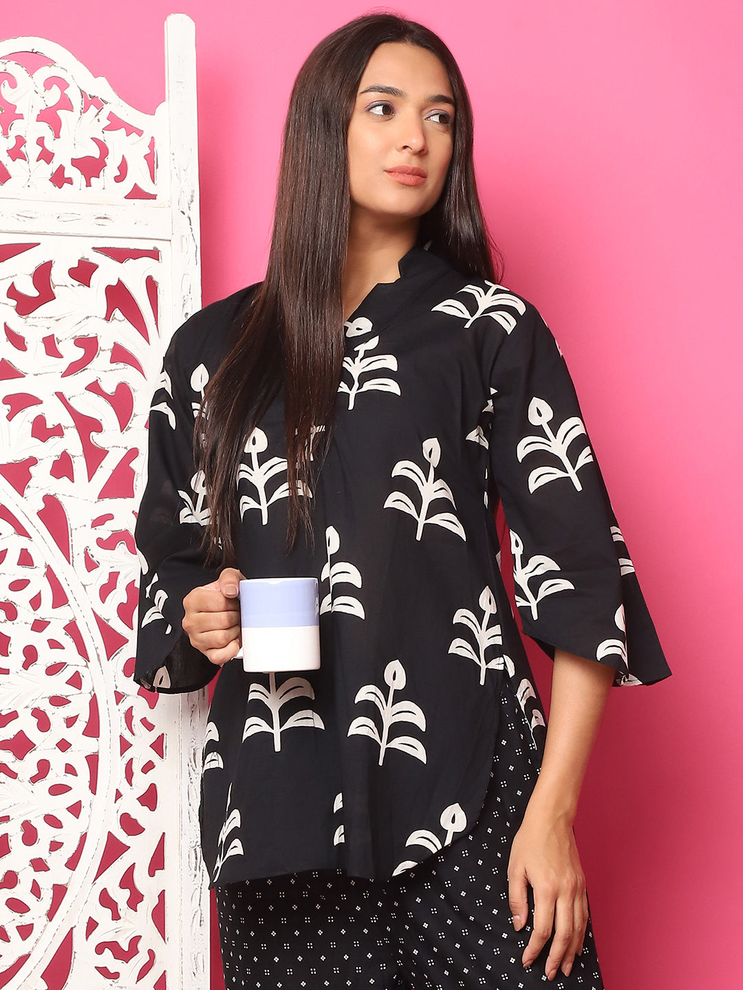 Black Flower Block Co-Ord Set