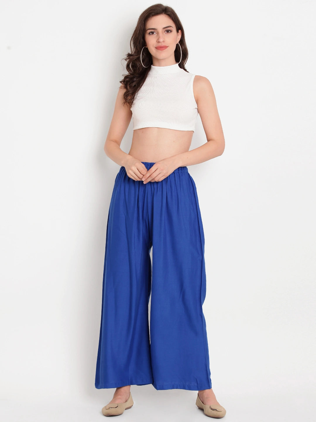 Royal Blue Solid Rayon Palazzo