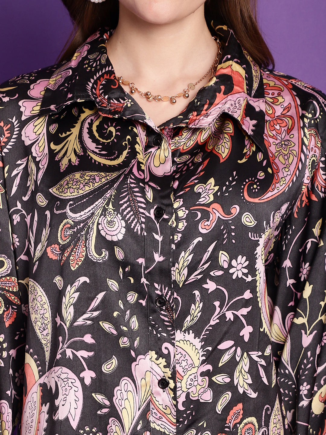 Black Paisley Satin Co-Ord Set