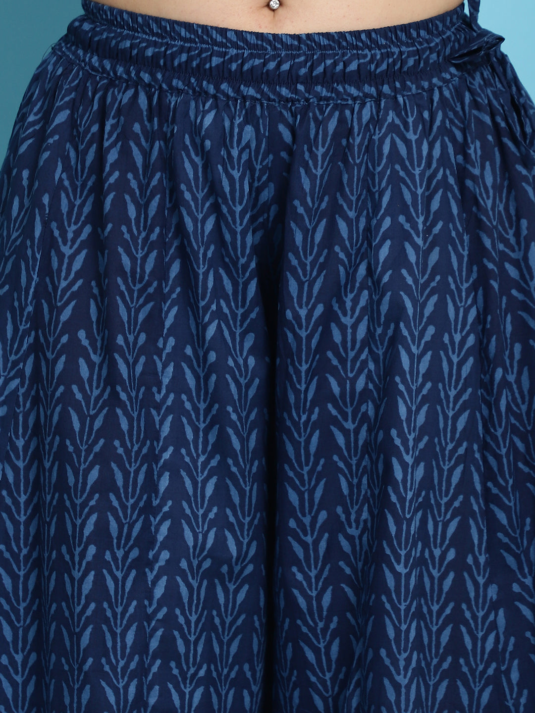 Indigo Leaves Cotton Kali Plus Palazzo