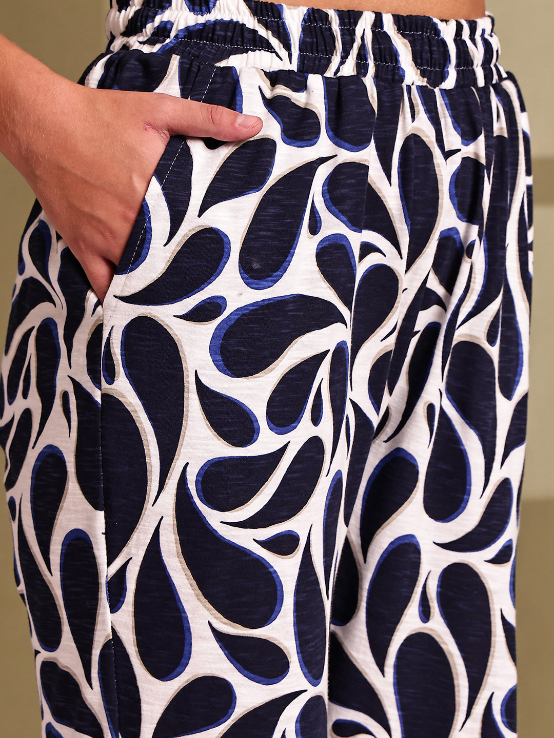 Navy Drop Cotton Hosiery Lounge Pant