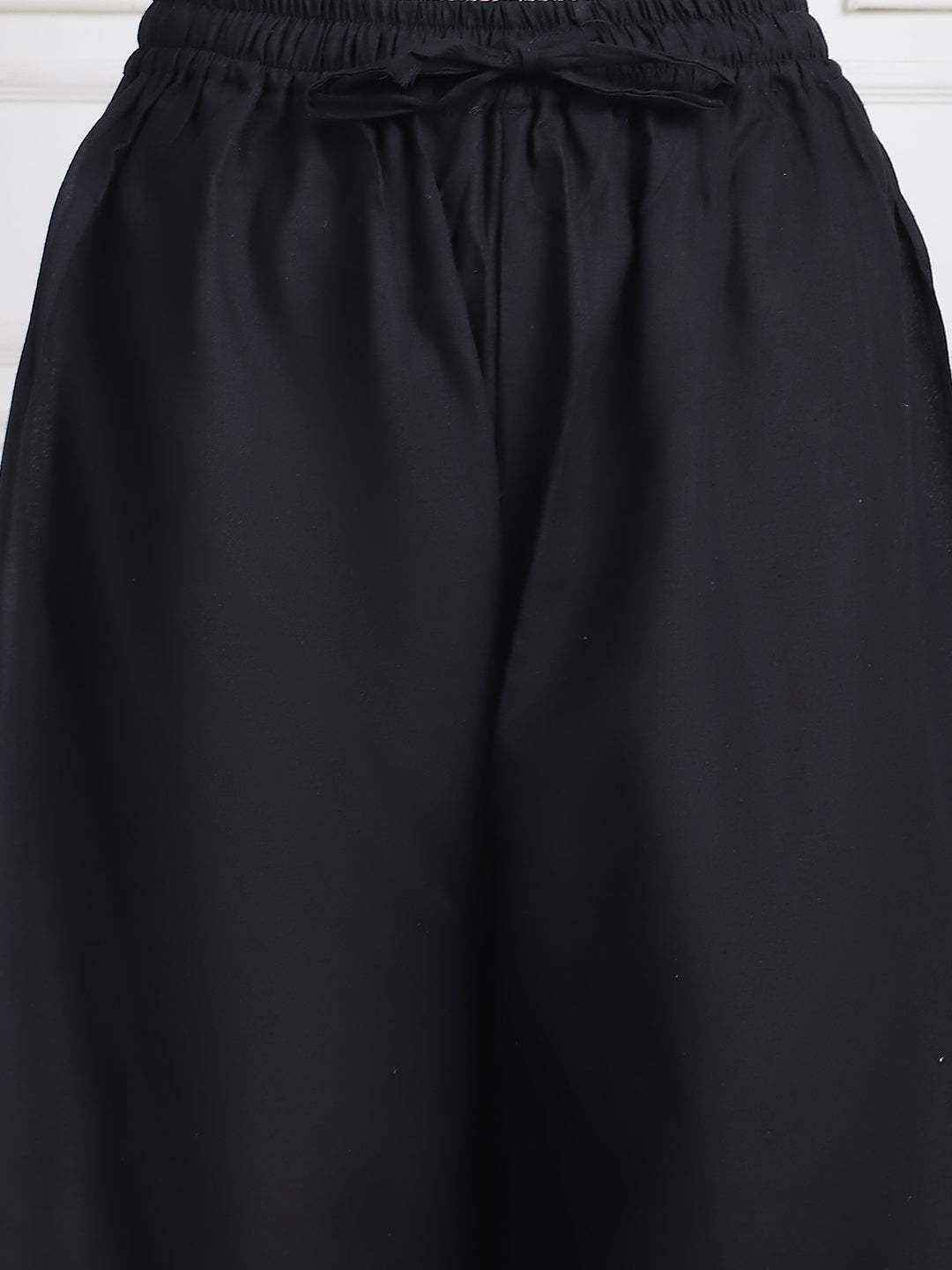 Black Cotton Schifflie Palazzo