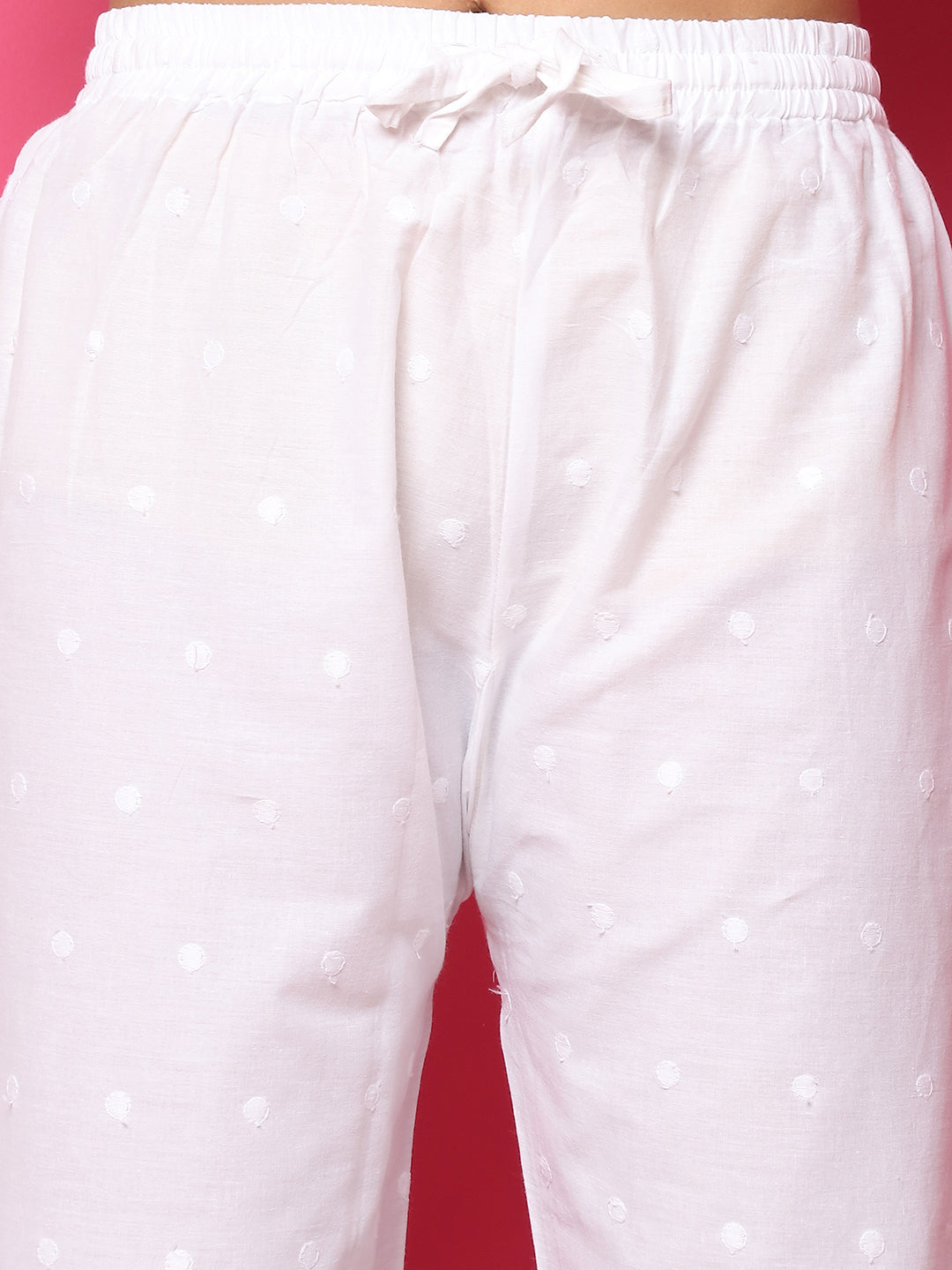 White Cotton Schifflie Palazzo