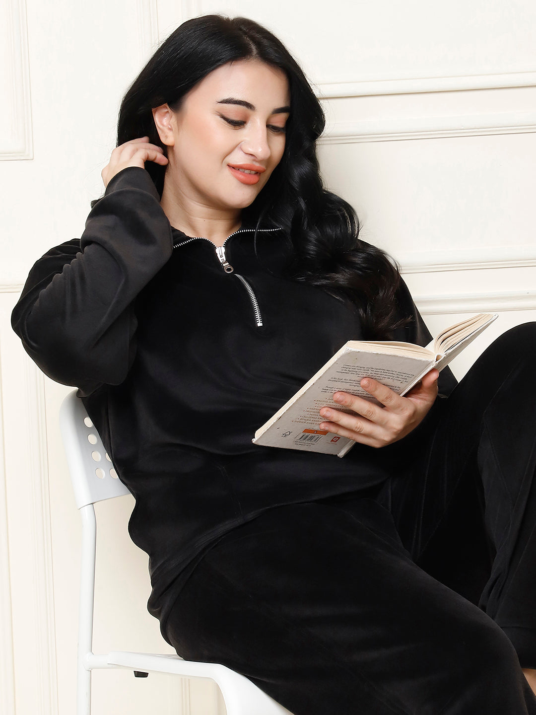 Black Velvet Zip Lounge Set