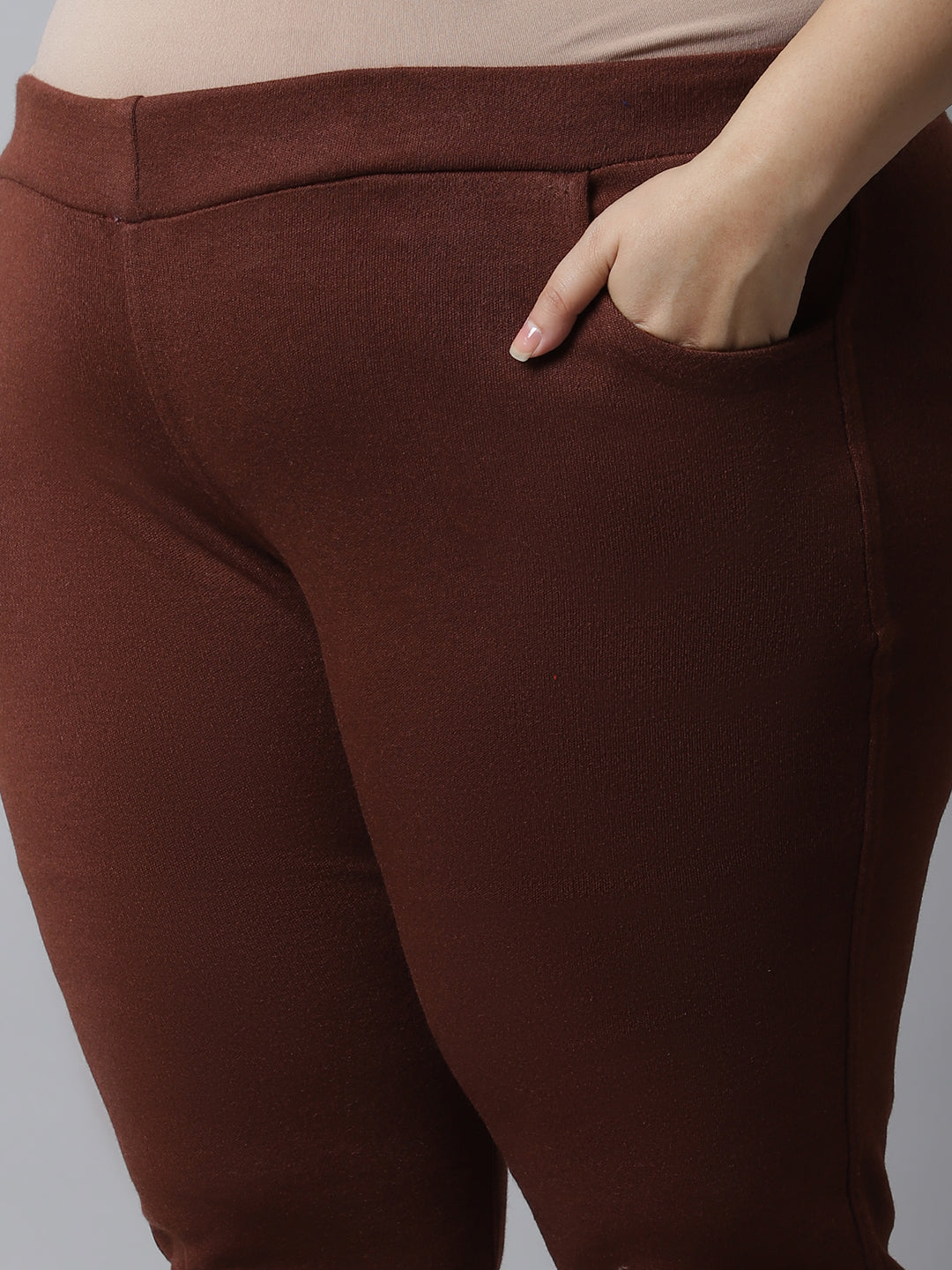 Brown Woolen Plus Pocket Pant