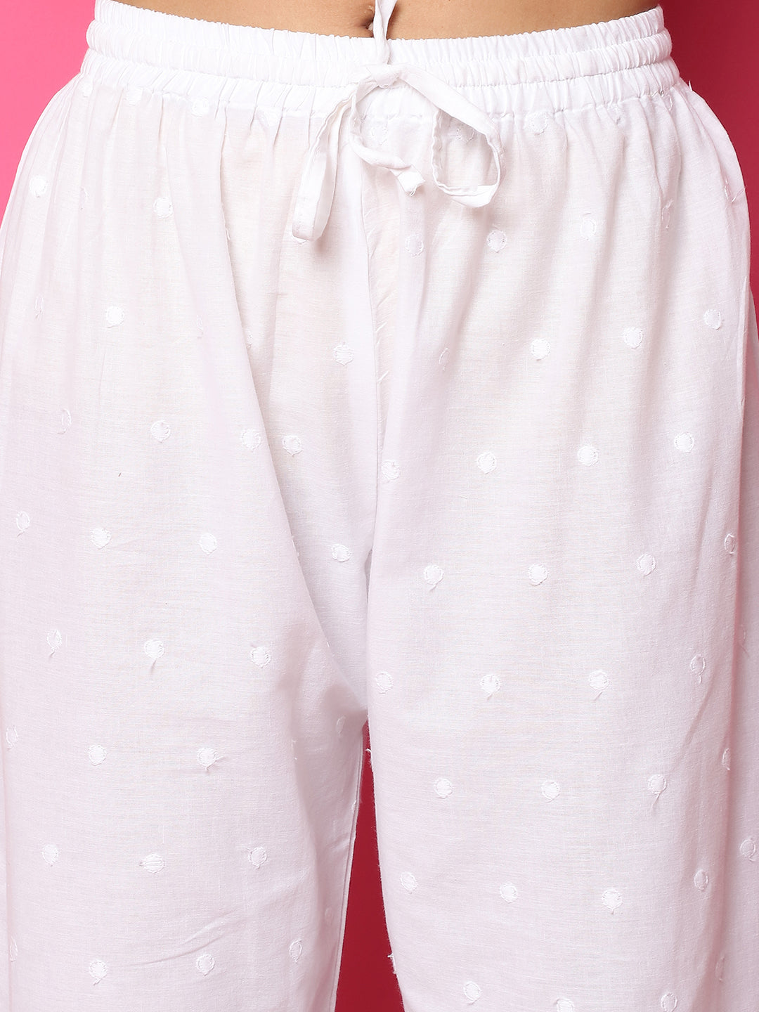 White Cotton Schifflie Palazzo