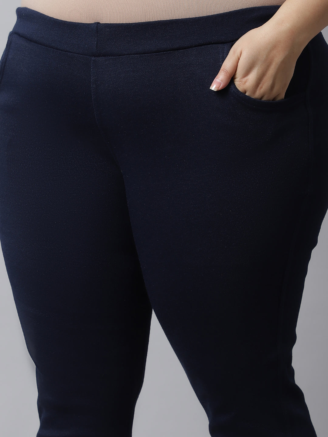 Navy Blue Woolen Plus Pocket Pant