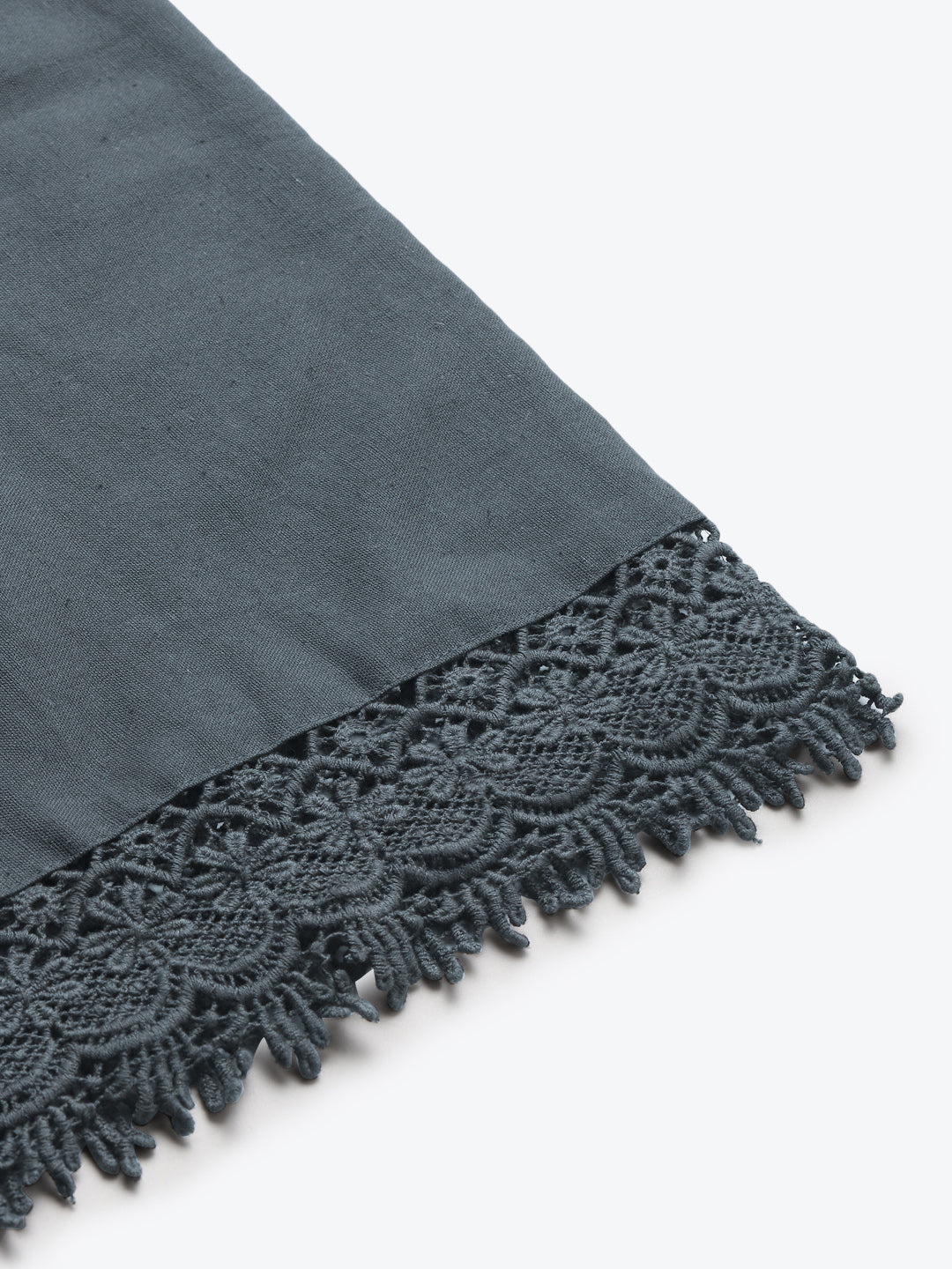 Grey Crotchet Lace Cotton Flax Palazzo
