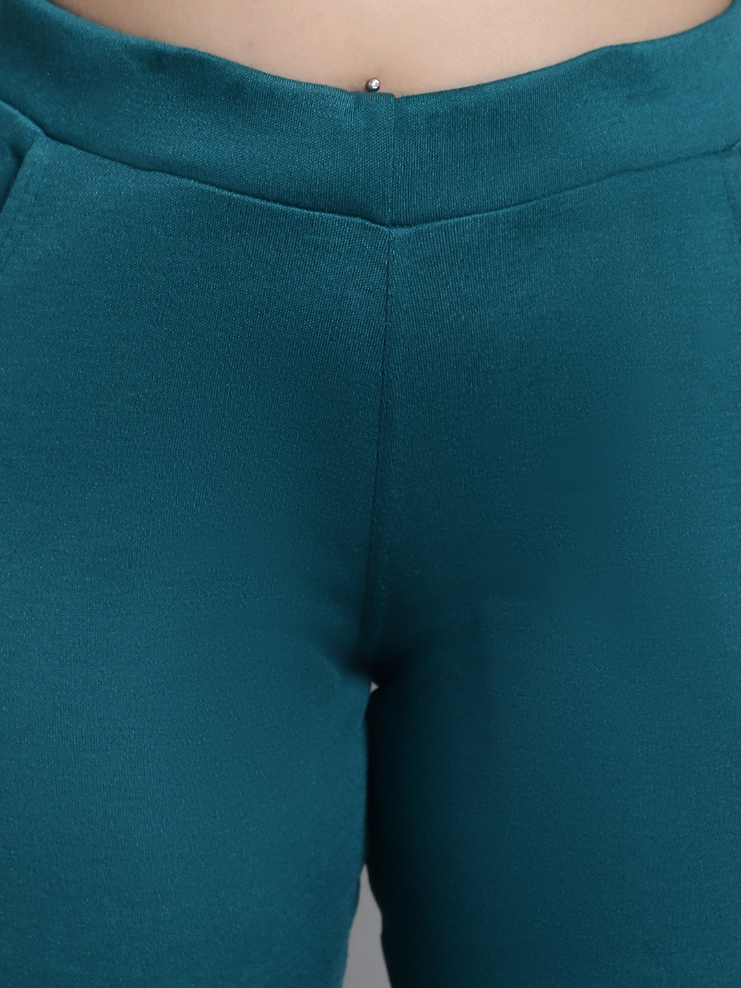 Turquoise Blue Woolen Plus Pocket Pant