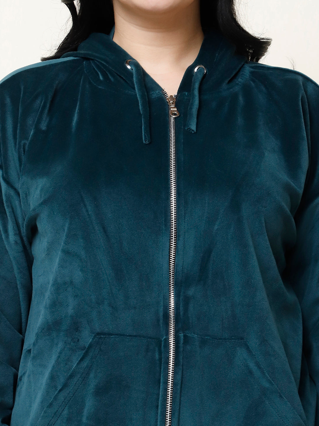 Bottle Green Velvet Hoodie Lounge Set