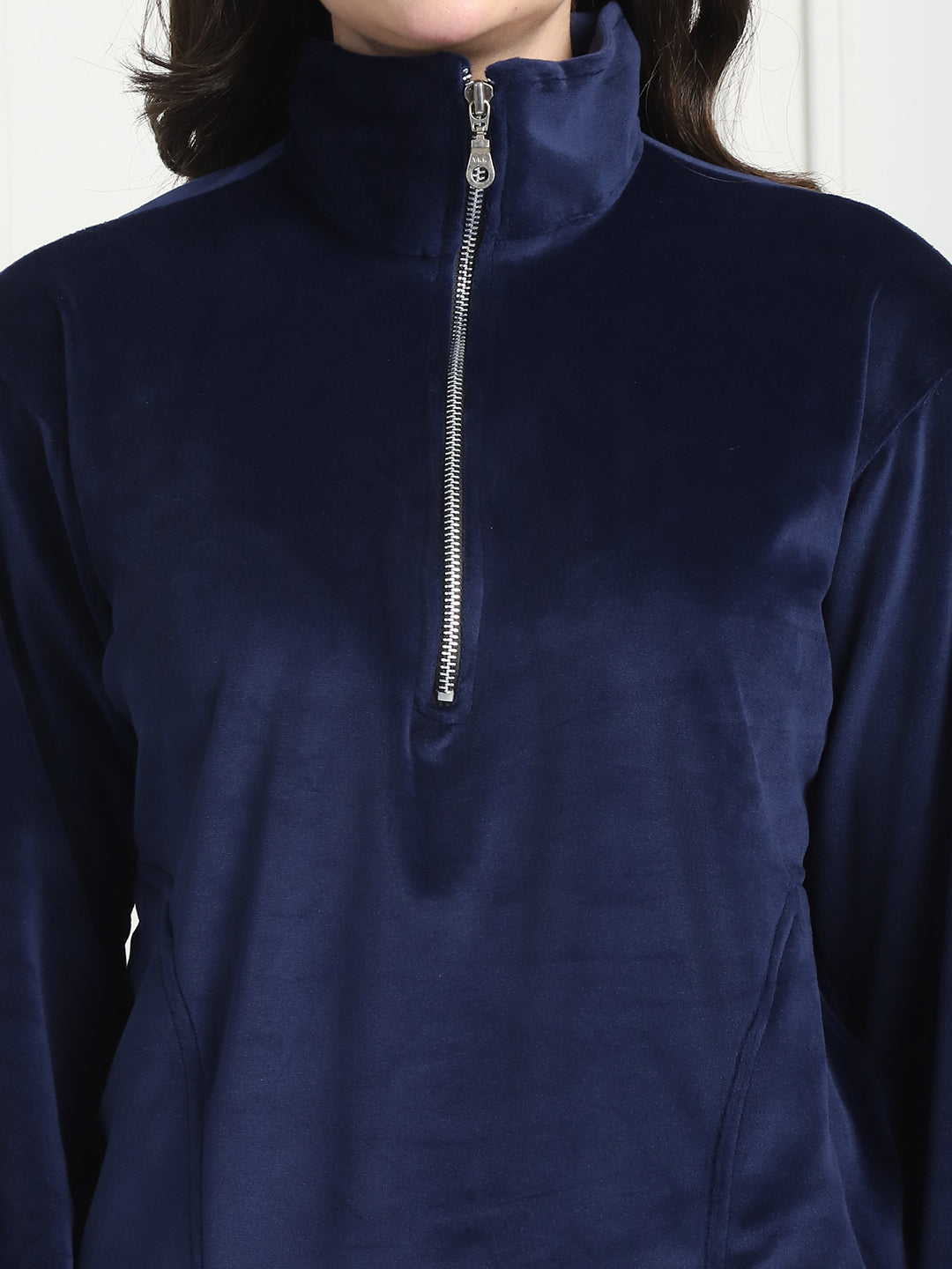 Navy Blue Velvet Zip Lounge Set