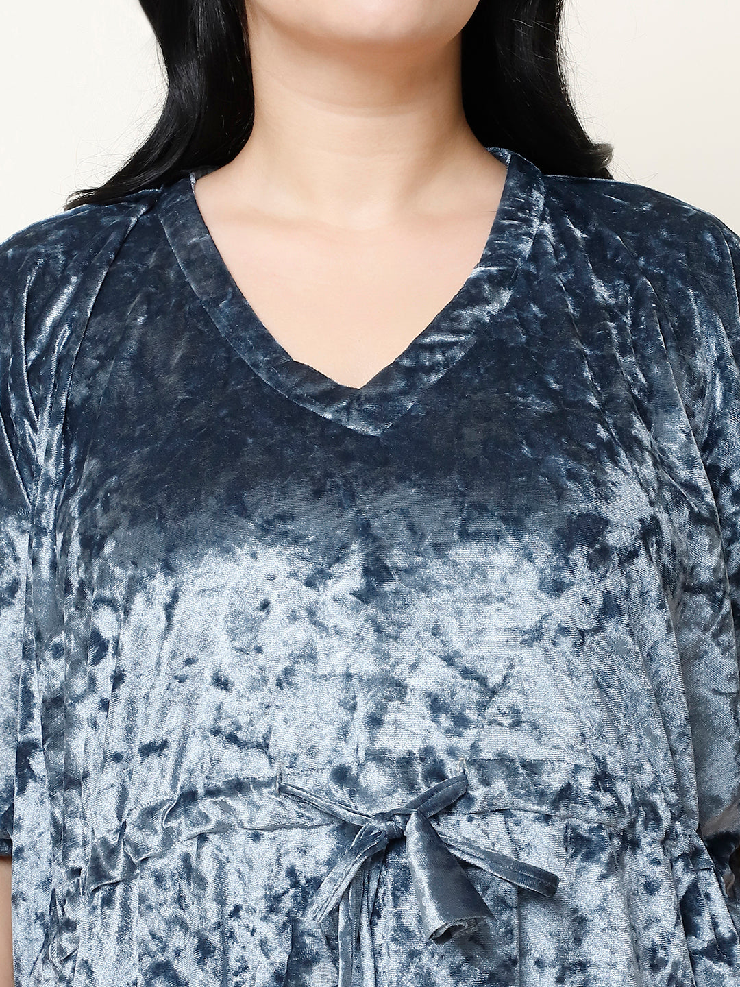 Metallic Blue Ice Velvet Kaftan Lounge Set