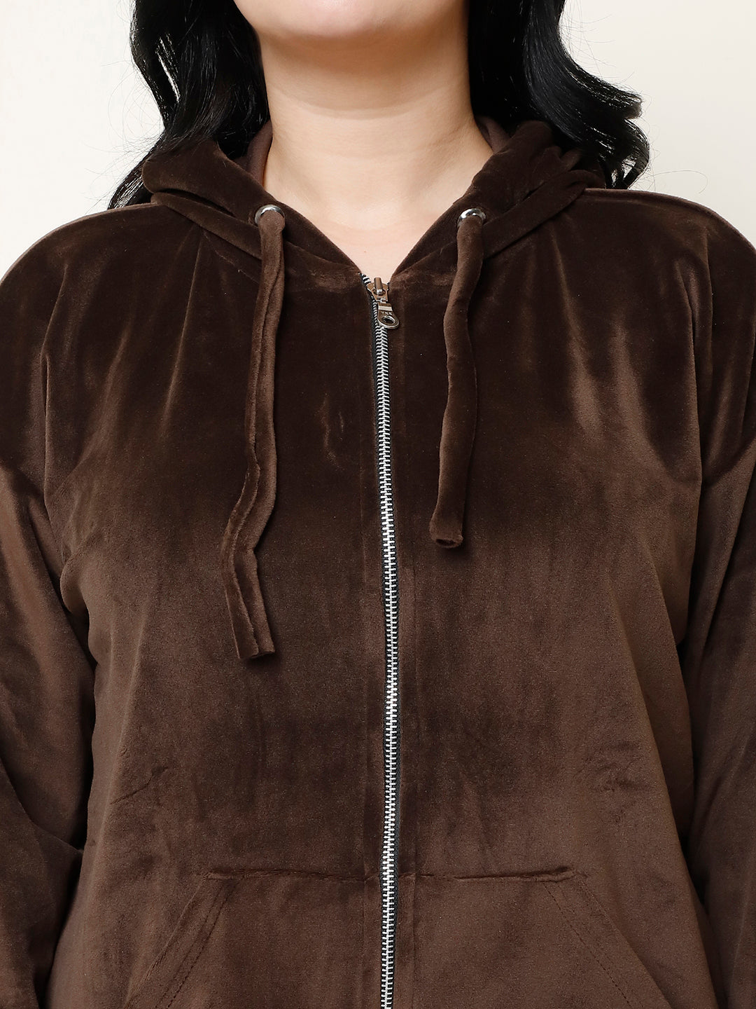 Brown Velvet Hoodie Lounge Set