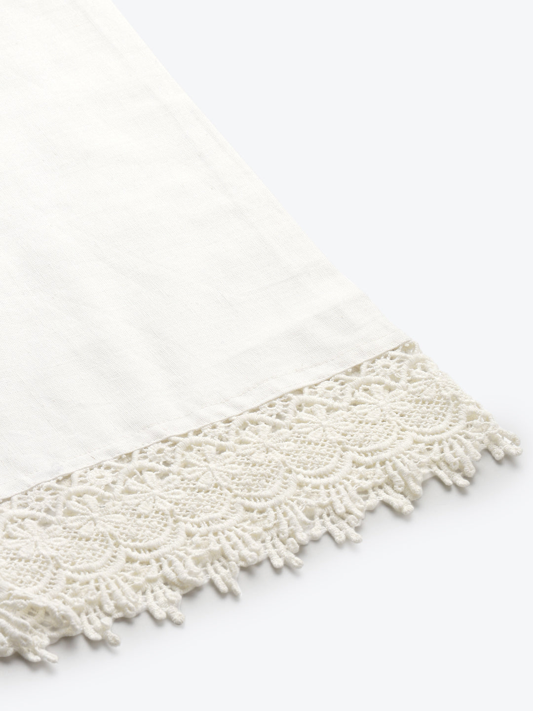White Crotchet Lace Cotton Flax Palazzo