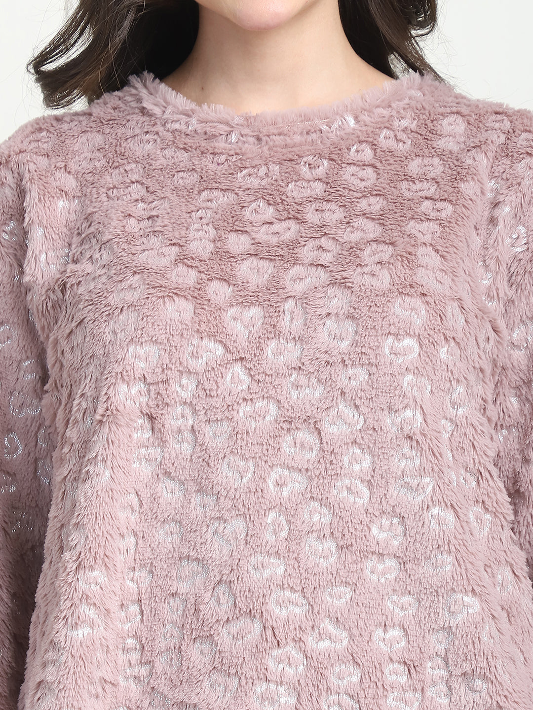 Rose Gold Foil Print Fur Lounge Set
