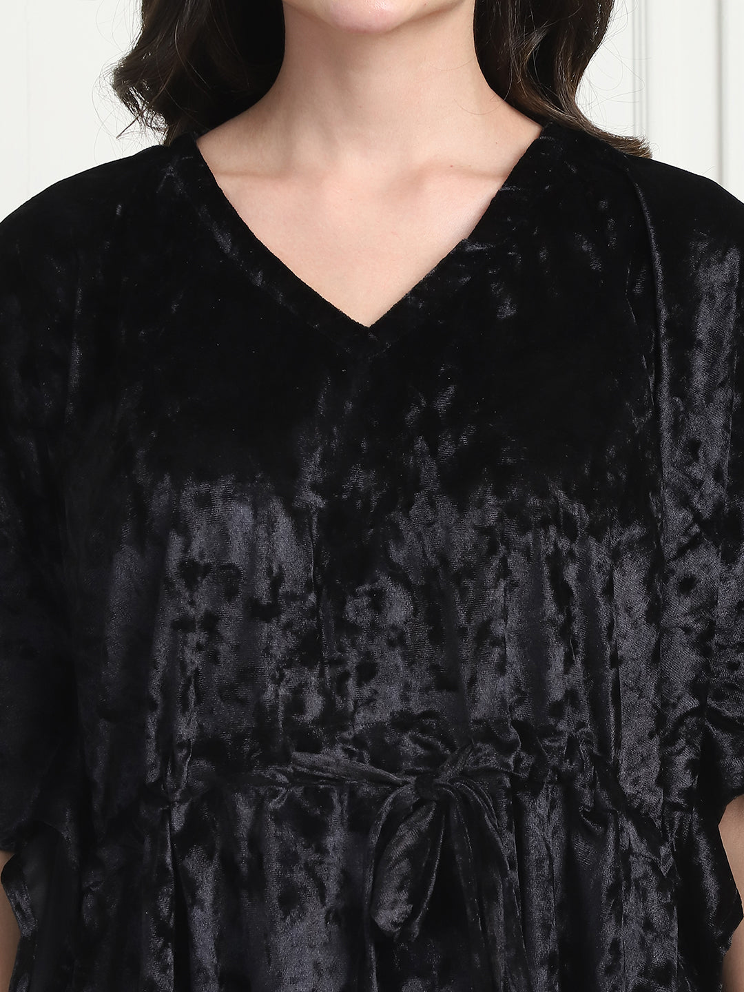 Metallic Black Ice Velvet Kaftan Lounge Set