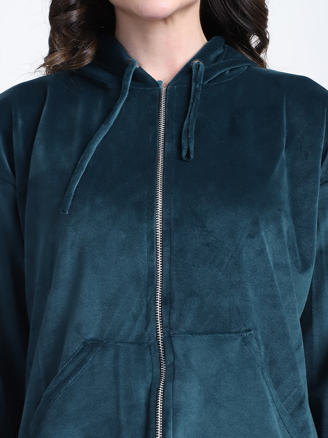 Bottle Green Velvet Hoodie Lounge Set