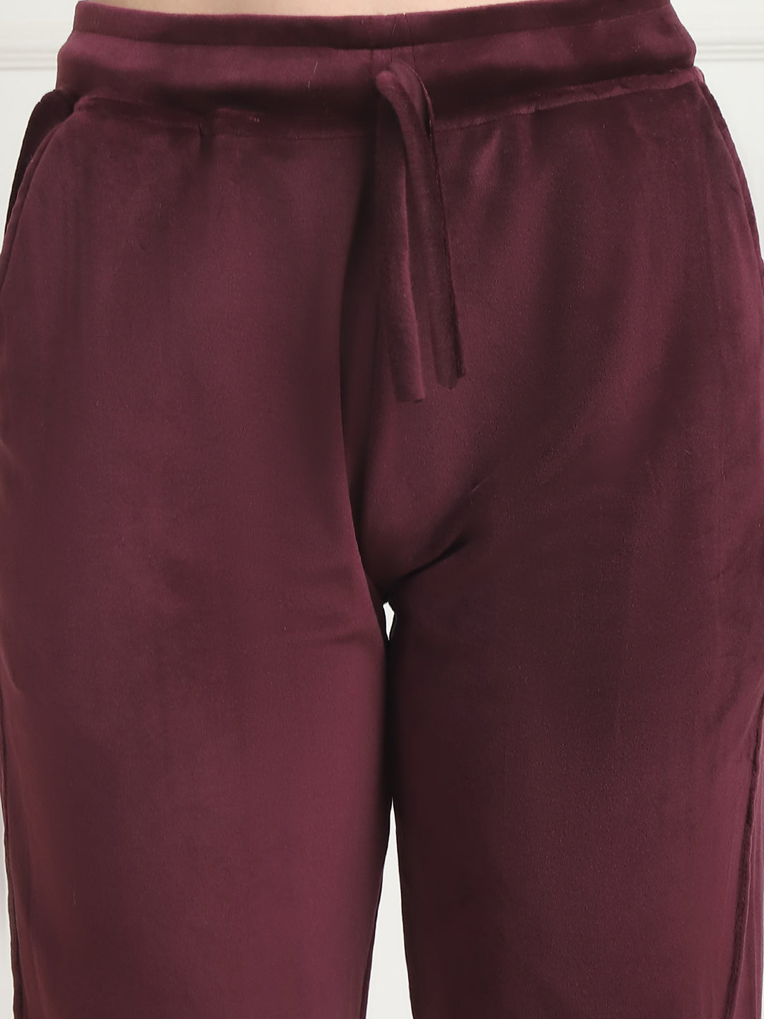 Wine Velvet Zip Lounge Set